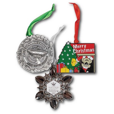 Custom Cast Holiday Ornaments 3.5mm Thick With Ribbon Double Sided 2.5"